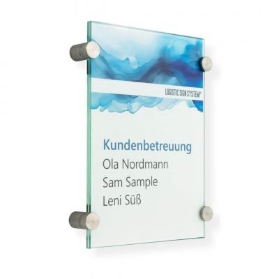 Türschild VITRUM K , Glasschild, Büroschild, Doppelglasschild